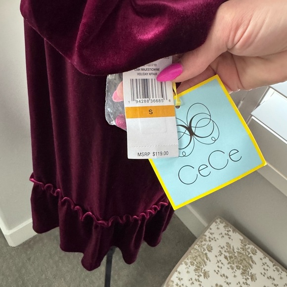 CeCe Velvet Flutter Sleeve A-Line Dress - Picture 5 of 11